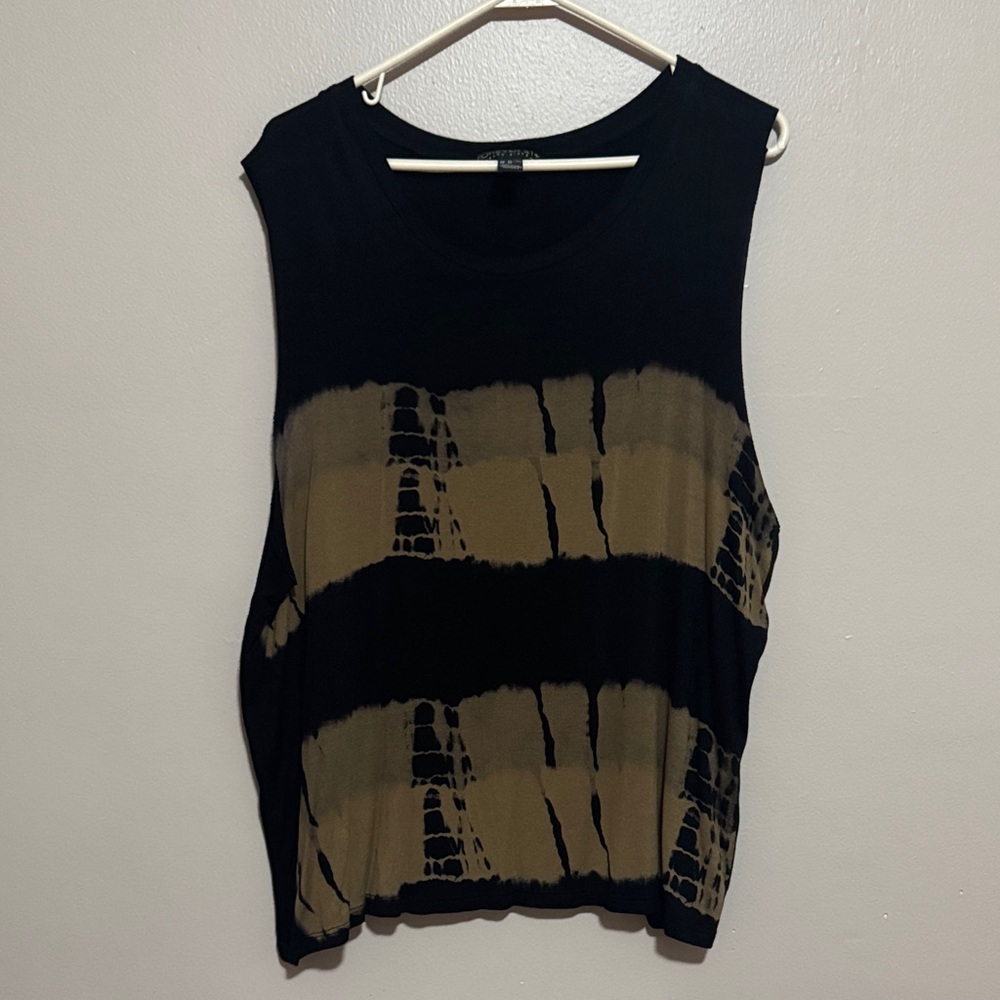 Forever 21 Black and Tan Tie-Dye Tank Top